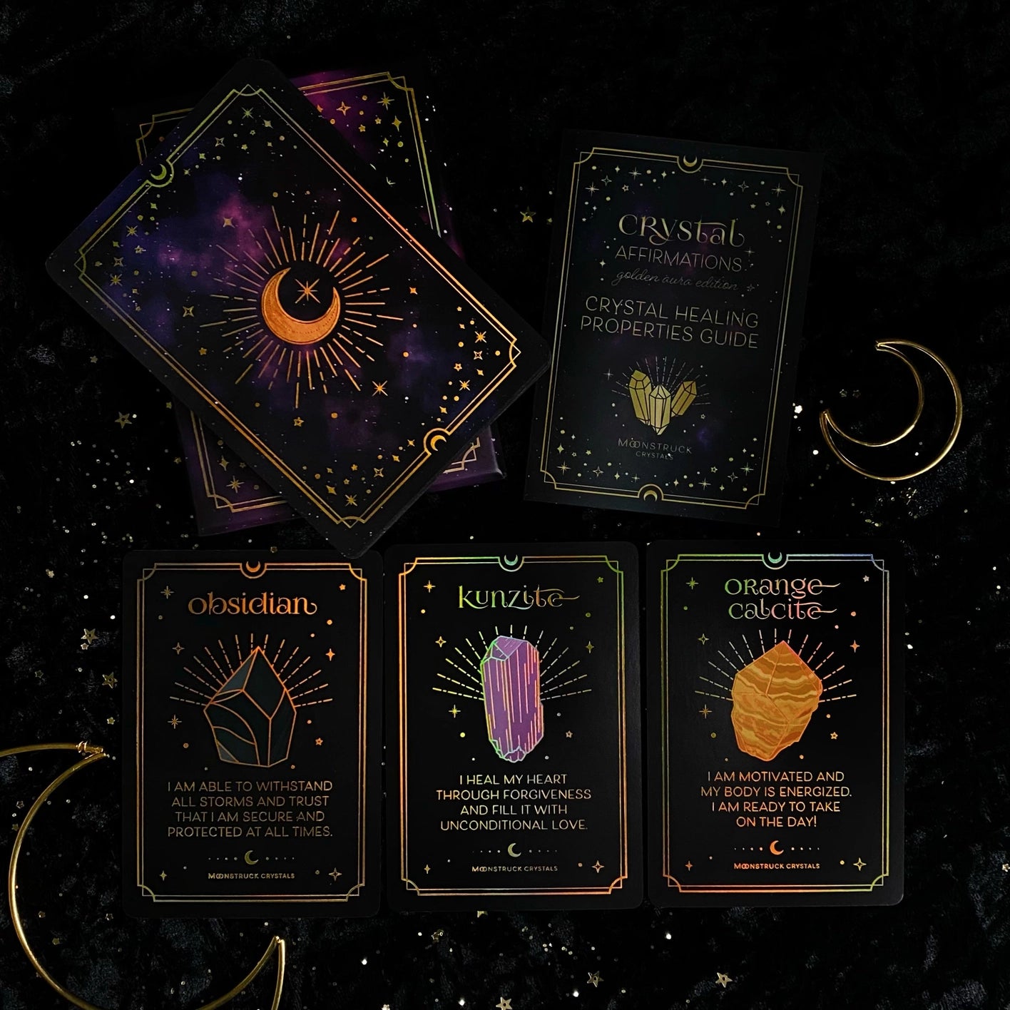 Moonstruck Crystals Gold Affirmation Deck