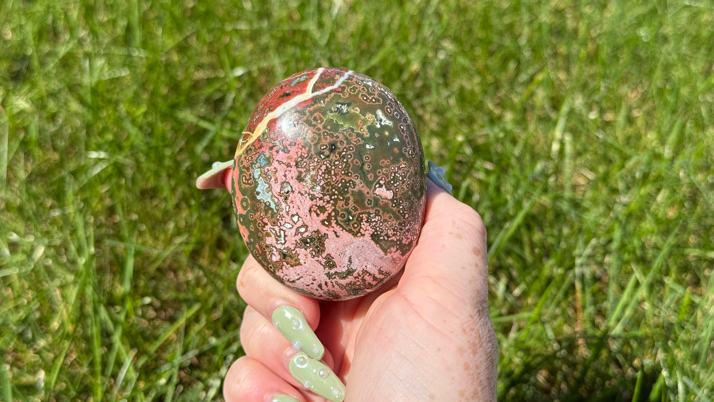 Veinless Ocean Jasper Palm Stone A - Personal Collection Destash
