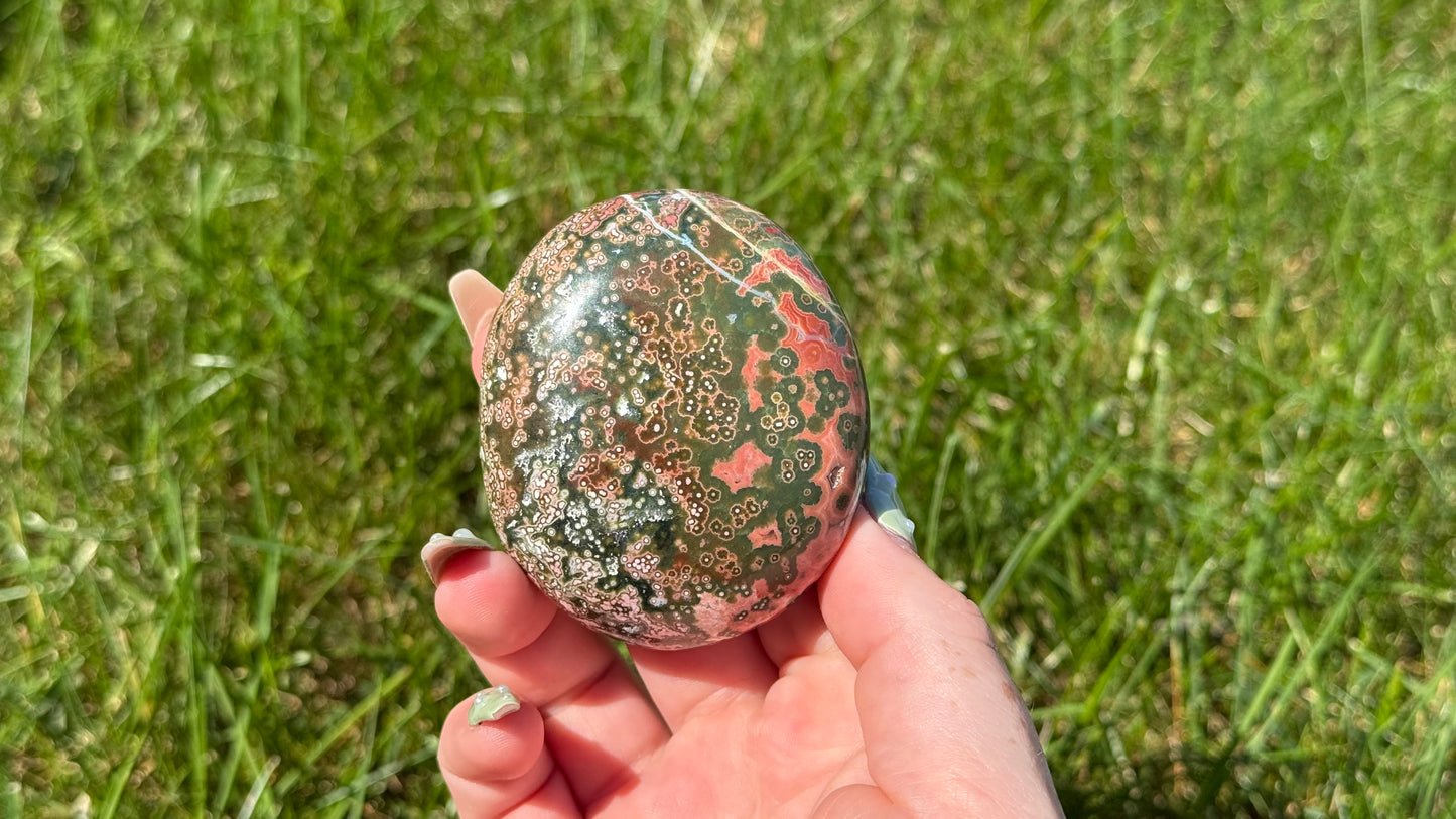 Veinless Ocean Jasper Palm Stone A - Personal Collection Destash