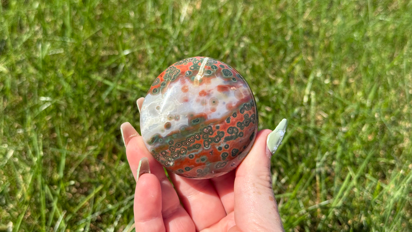 Veinless Ocean Jasper Palm Stone B - Personal Collection Destash
