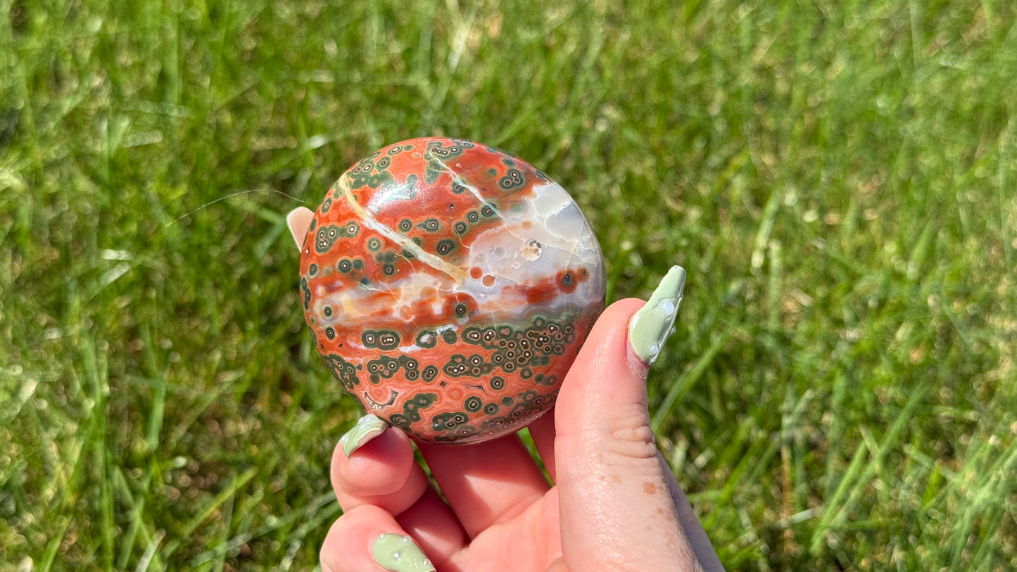 Veinless Ocean Jasper Palm Stone B - Personal Collection Destash