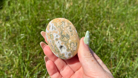 Ocean Jasper Palm Stone V - Personal Collection Destash