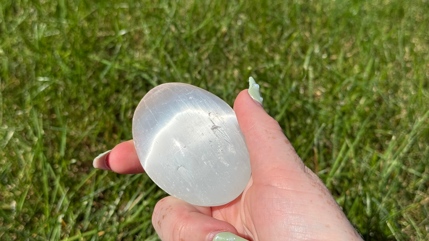 Satin Spar Moth Palm Stone - Personal Collection Destash