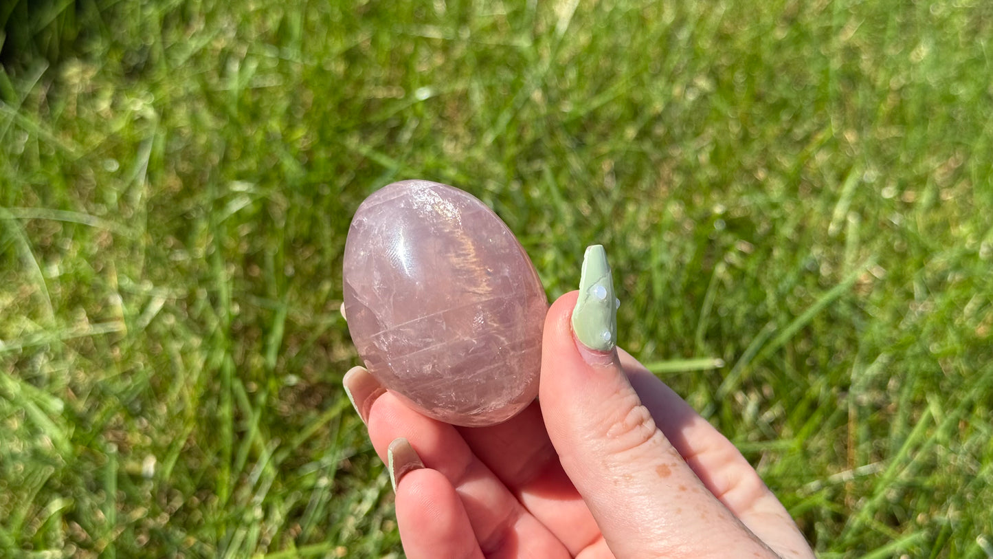Mauve Rose Quartz Palm Stone