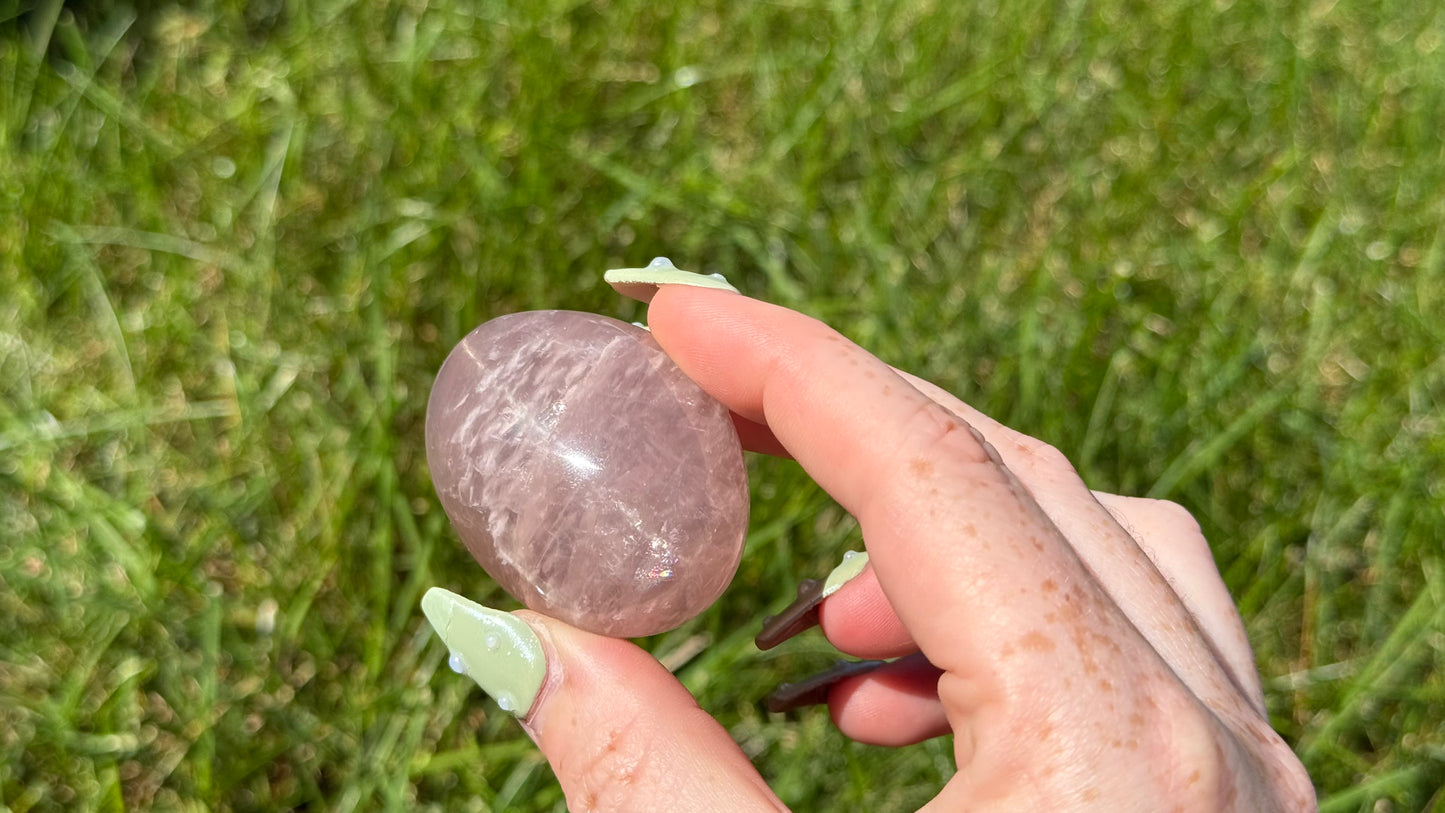 Mauve Rose Quartz Palm Stone