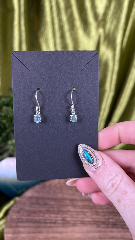 Aqua Kyanite Dangle Earrings