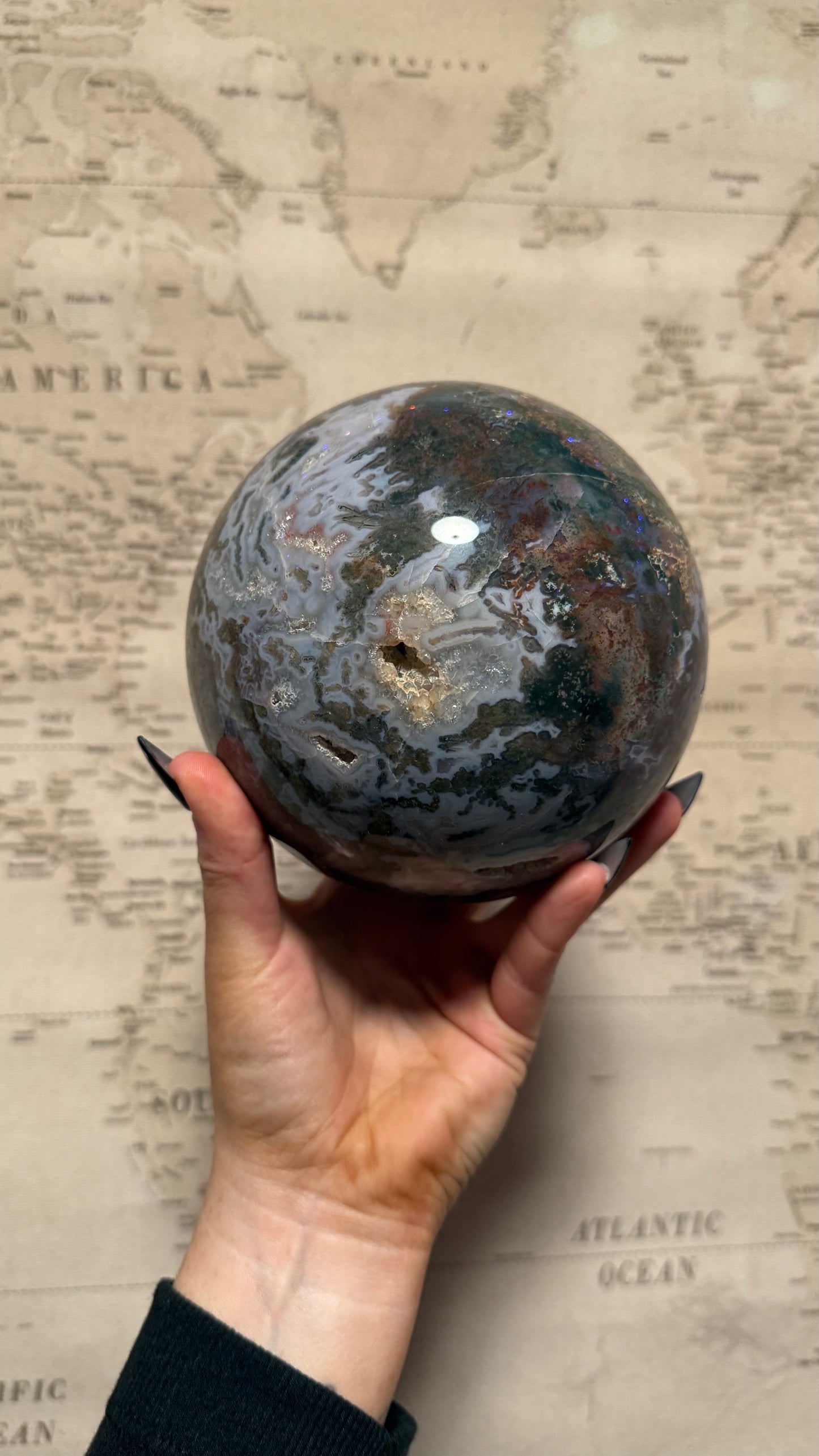 XL Moss Agate Sphere - Personal Collection Destash
