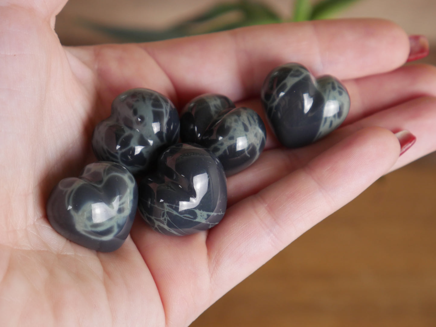 Spiderweb Obsidian Mini Puffy Heart