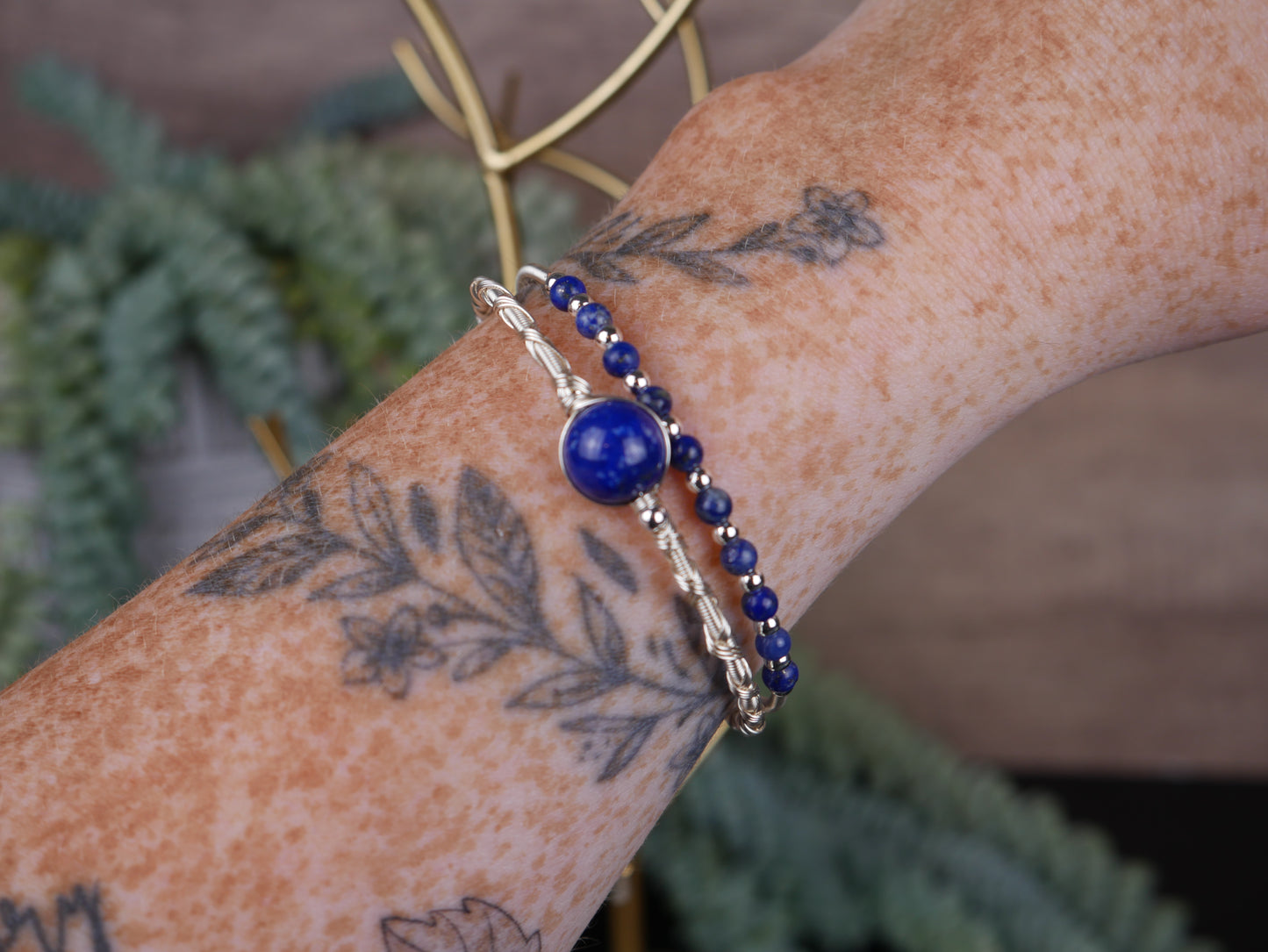 Lapis Lazuli Wire Bracelet