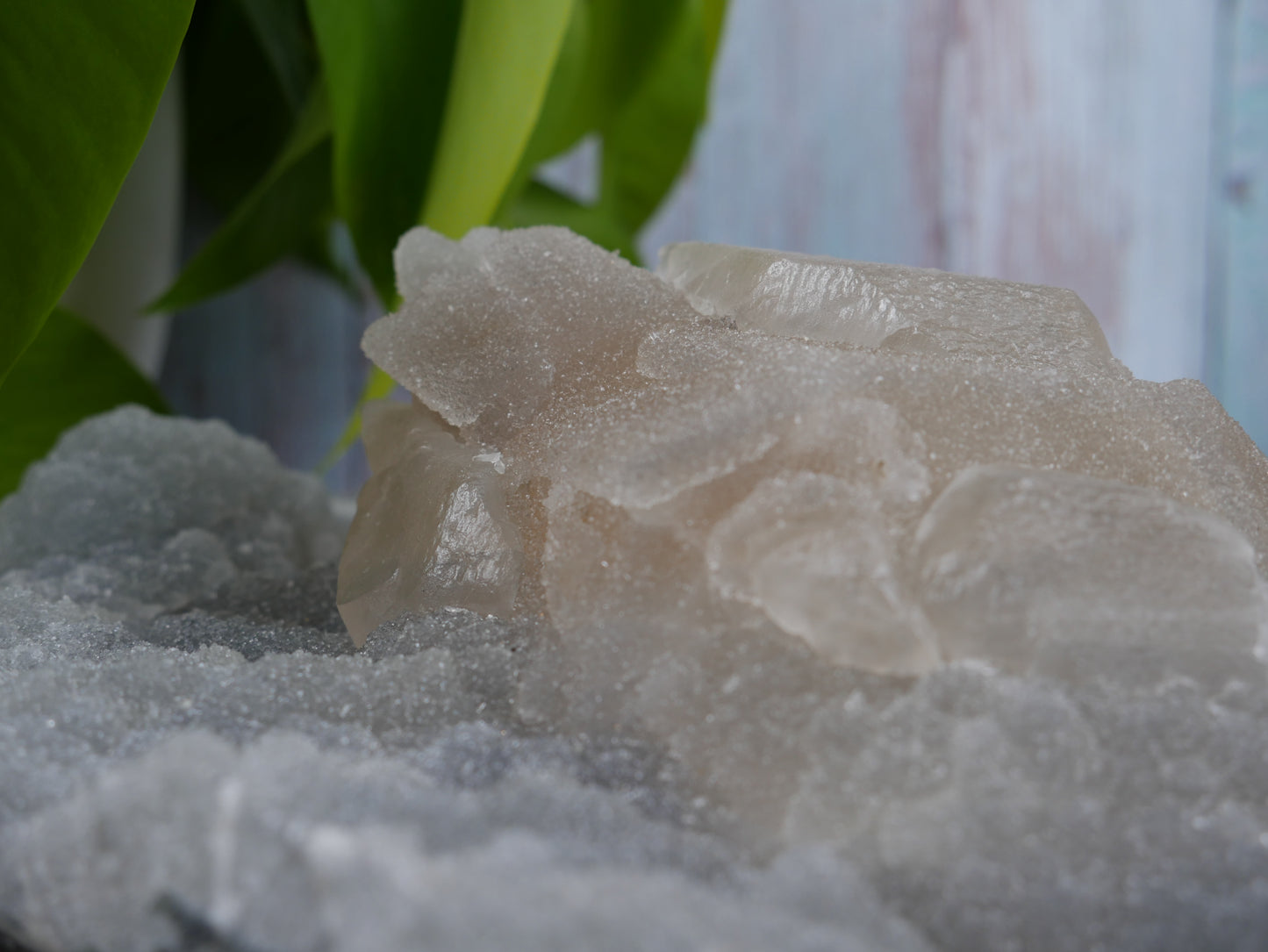 Calcite on Chalcedony Plate