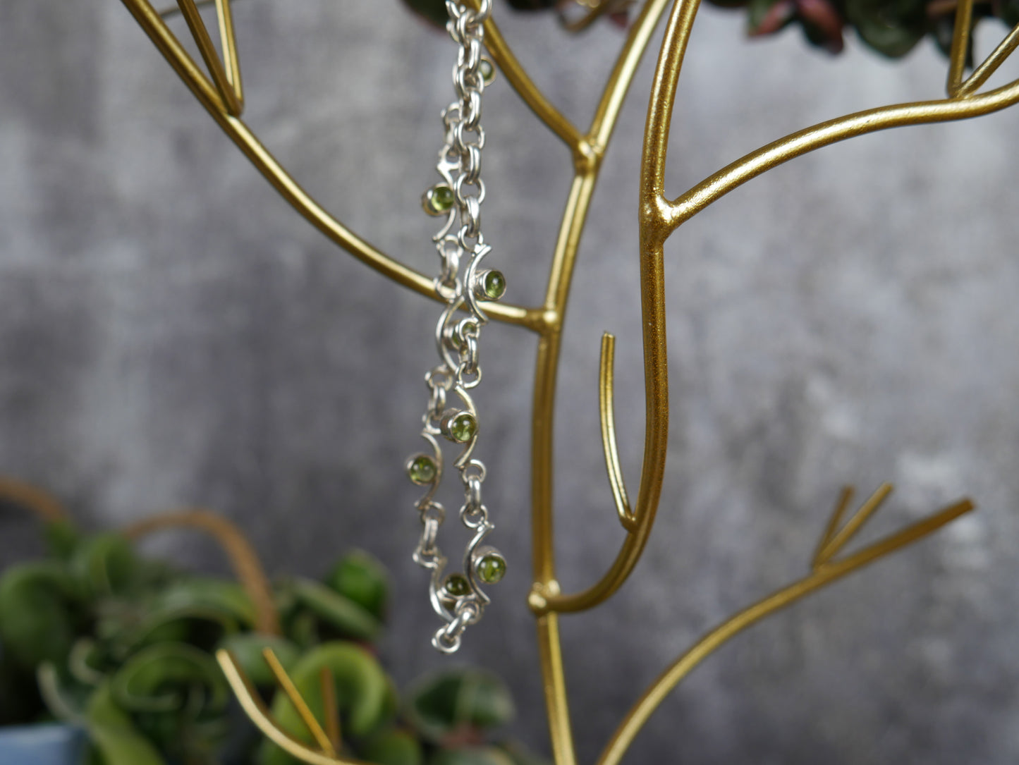 Peridot Lobster Claw Bracelet