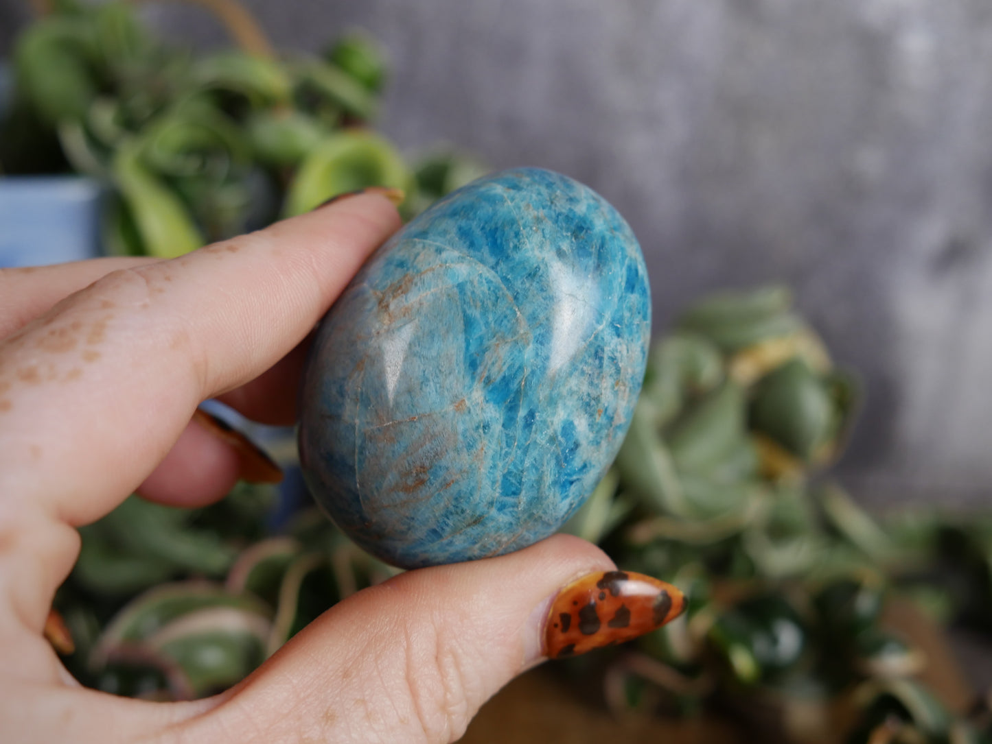 Blue Apatite Palm Stone