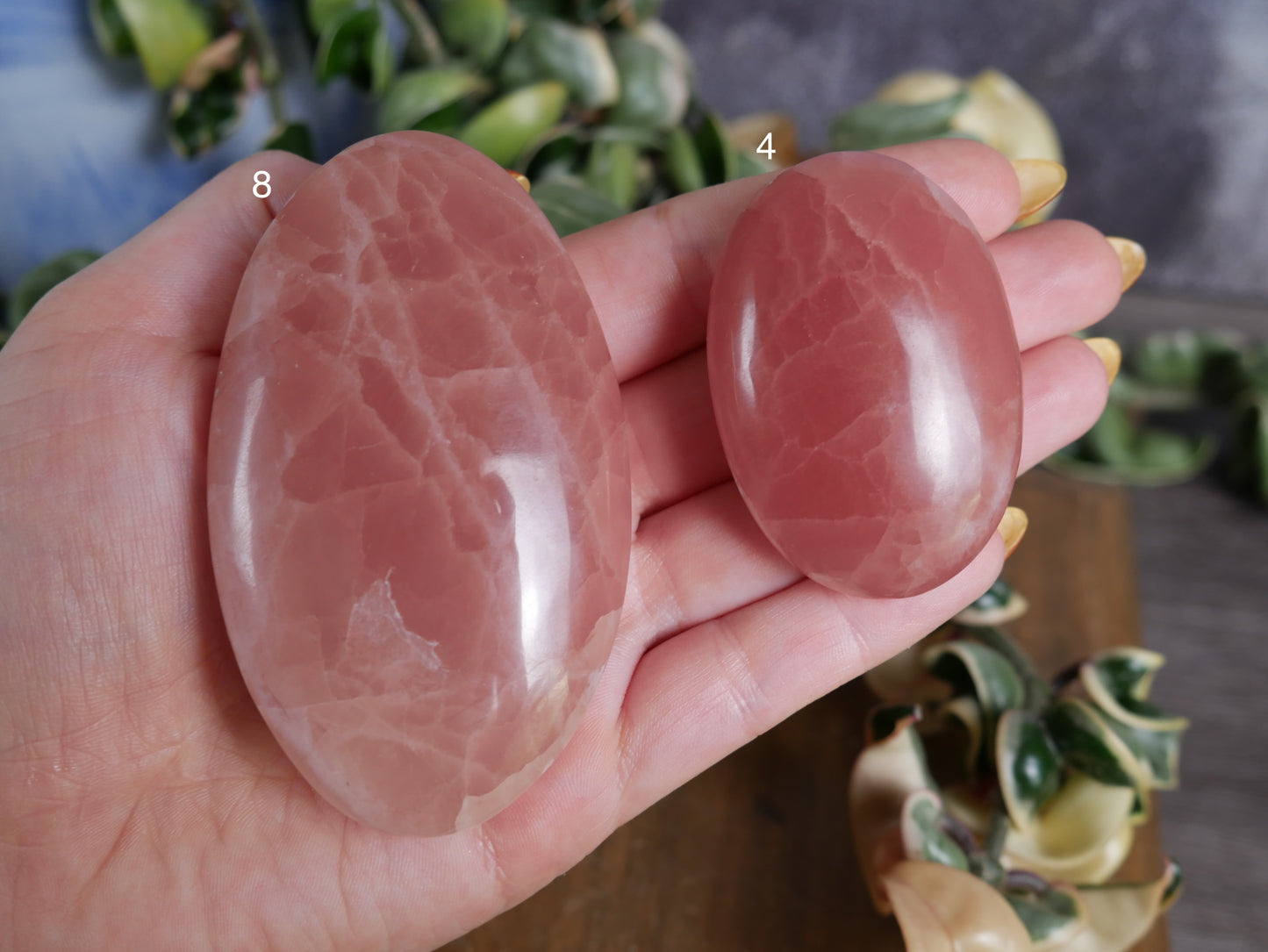 Rose Calcite Palm Stones [various]