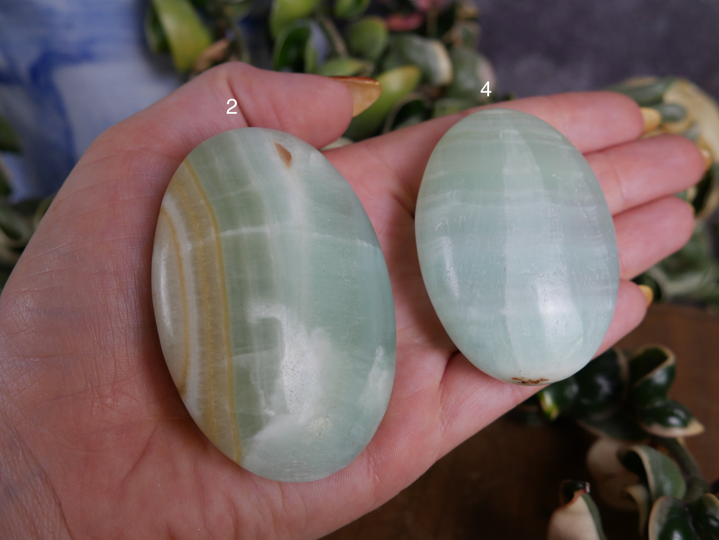 Pistachio Calcite Palm Stone [various]