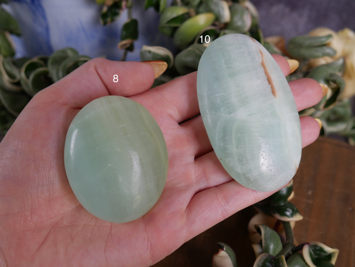 Pistachio Calcite Palm Stone [various]