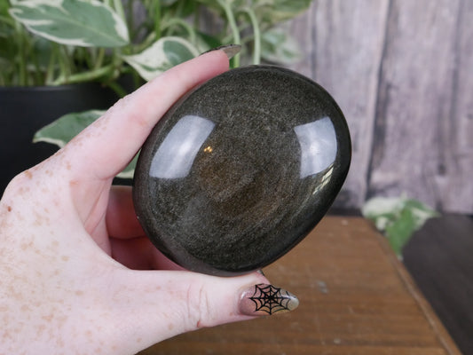 Gold Sheen Obsidian Palm Stone #2