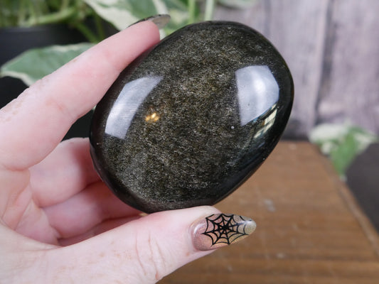 Gold Sheen Obsidian Palm Stone #4