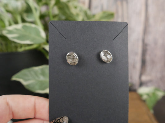 Black Tourmaline in Quartz Studs #2