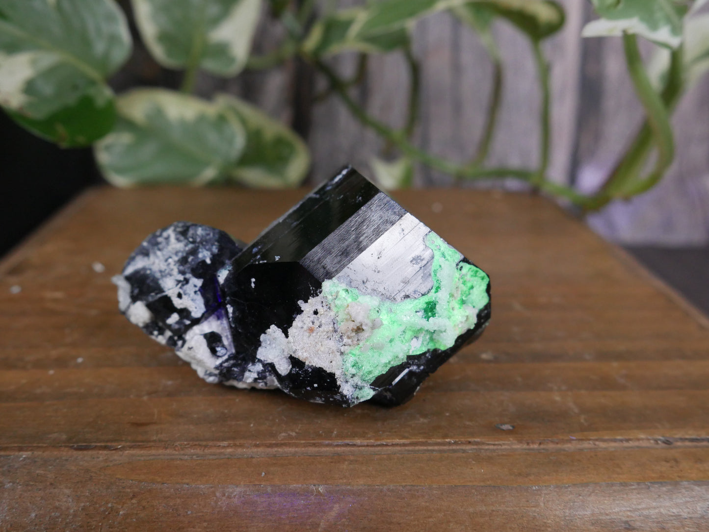 Black Tourmaline, Smokey Quartz, Hyalite Opal Specimen #17