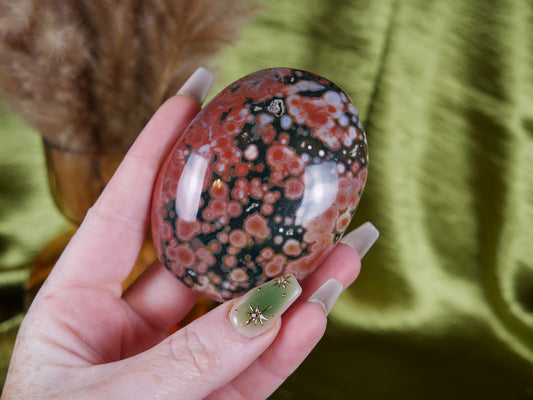 Veinless Ocean Jasper Palm Stone - Personal Collection Release