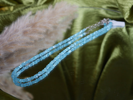 Blue Apatite Rectangle Bead Necklace