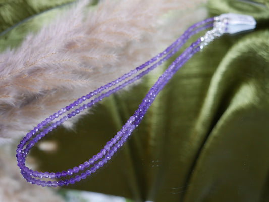 Amethyst Faceted Microbead Necklace