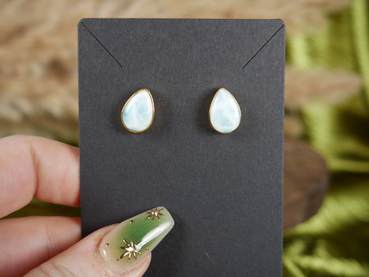 Gold Larimar Studs #1