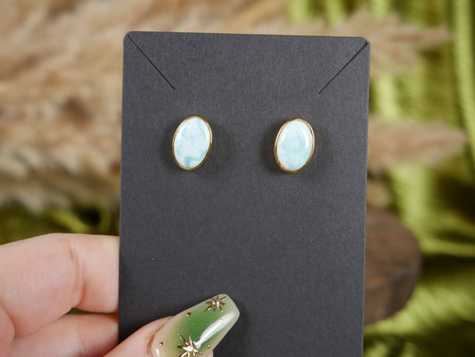 Gold Larimar Studs #3