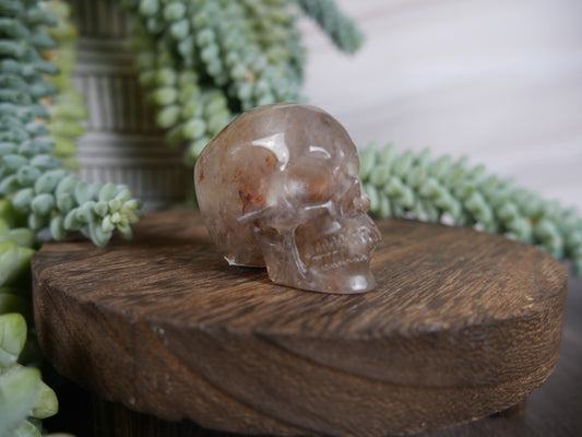 Smokey Fire Quartz Skull