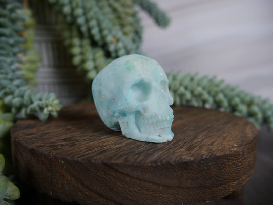 Blue Aragonite Skull