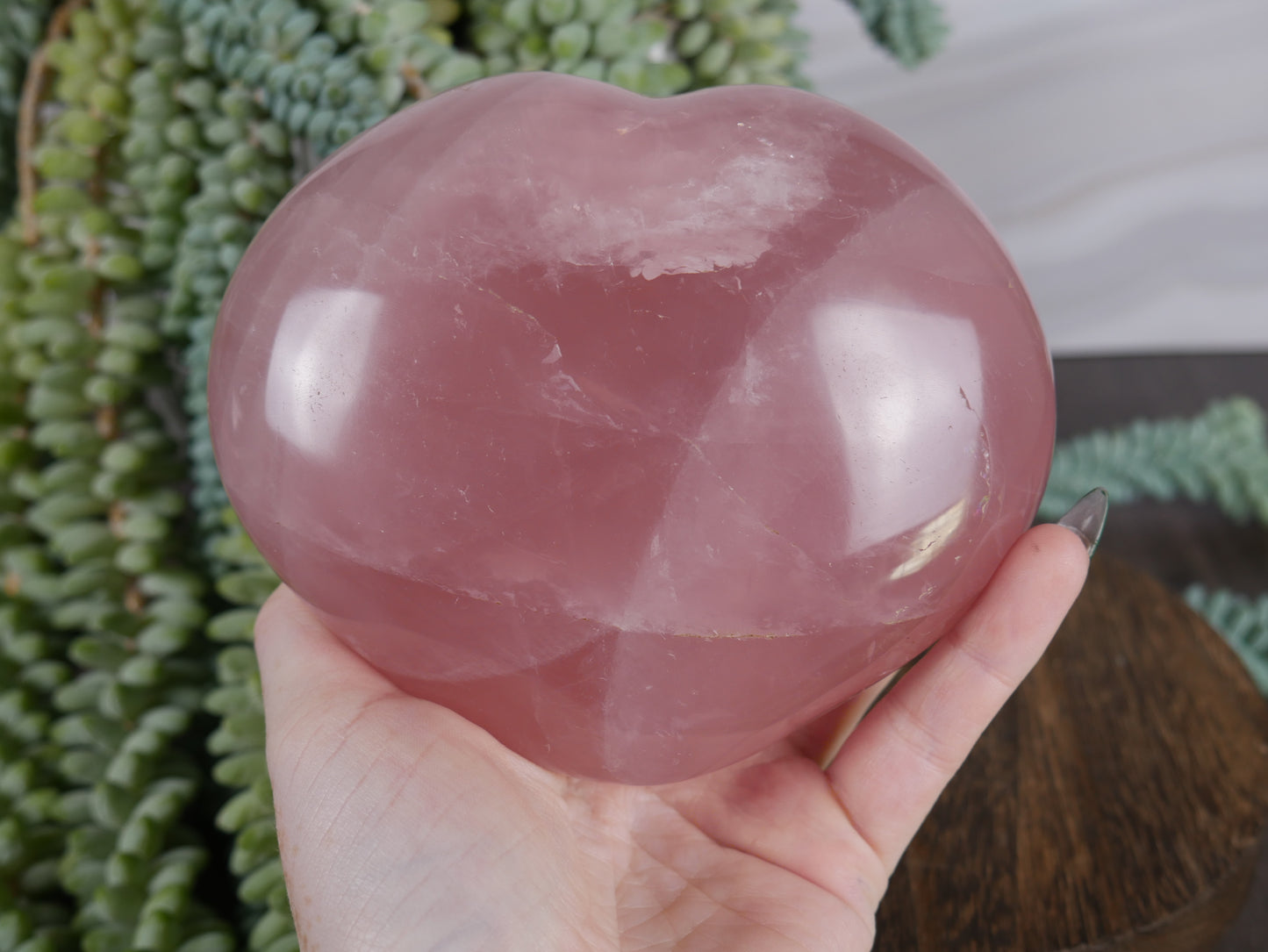 Rose Quartz Puffy Heart