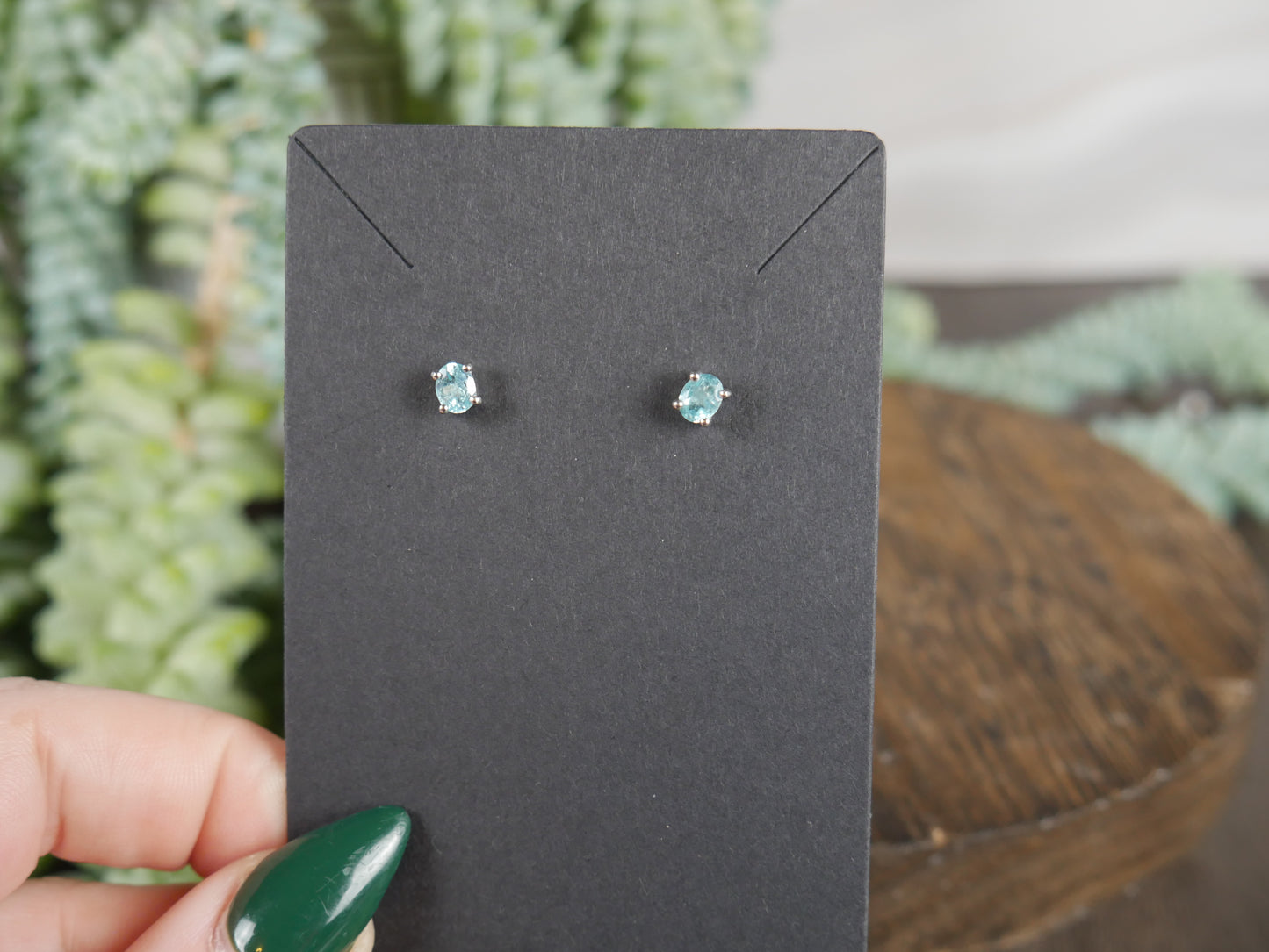 Aqua Kyanite Studs - Round