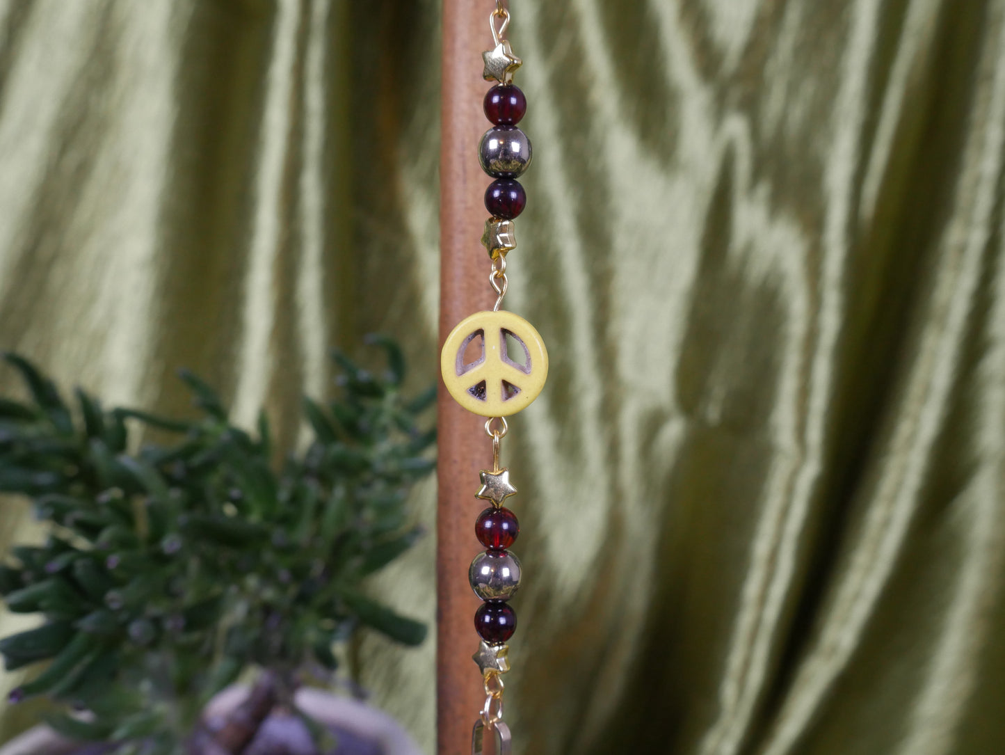 Yellow Peace Sign Car Mirror Decor - Dream Catcher Collection