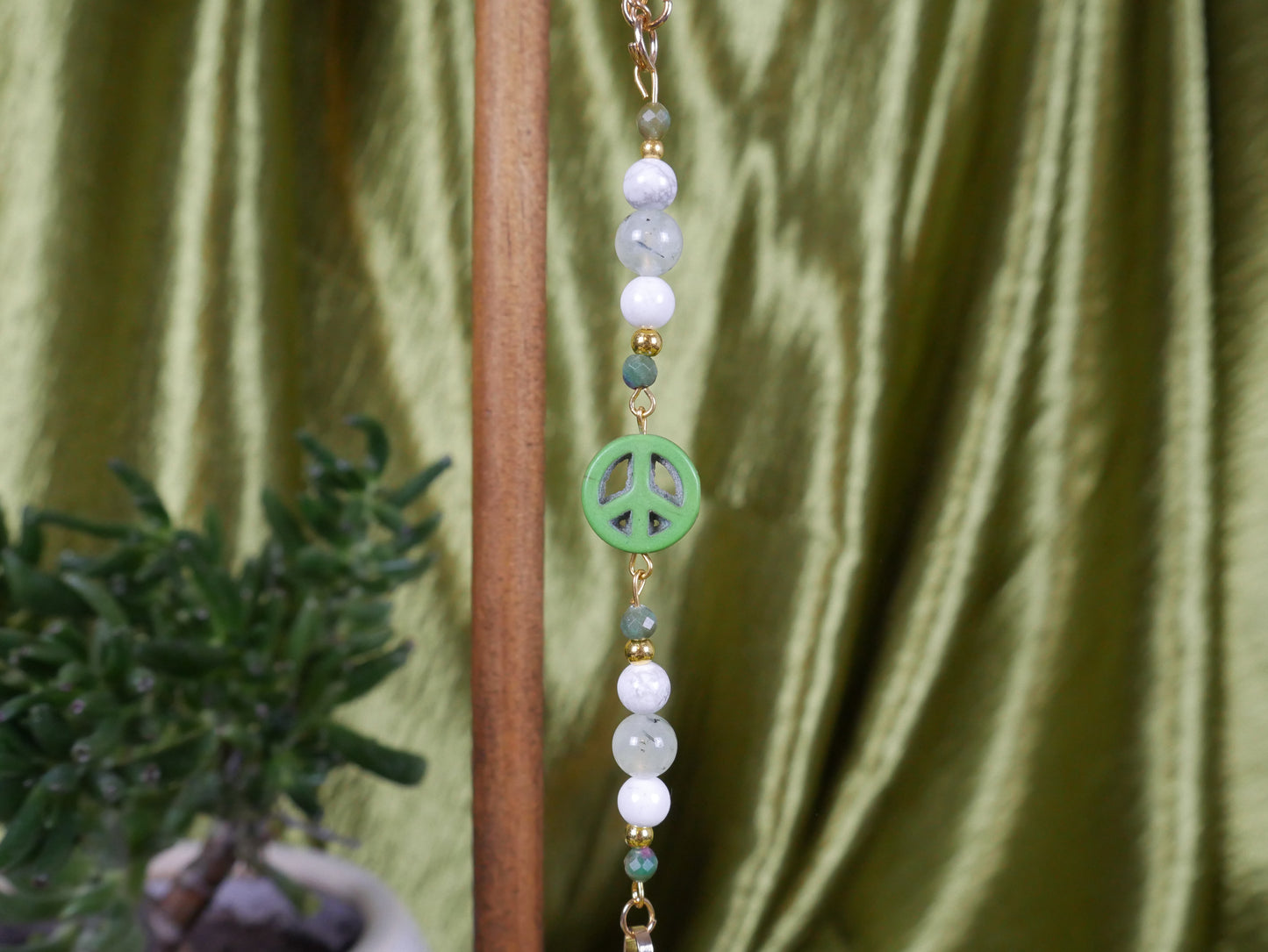 Green Peace Sign Car Mirror Decor - Dream Catcher Collection