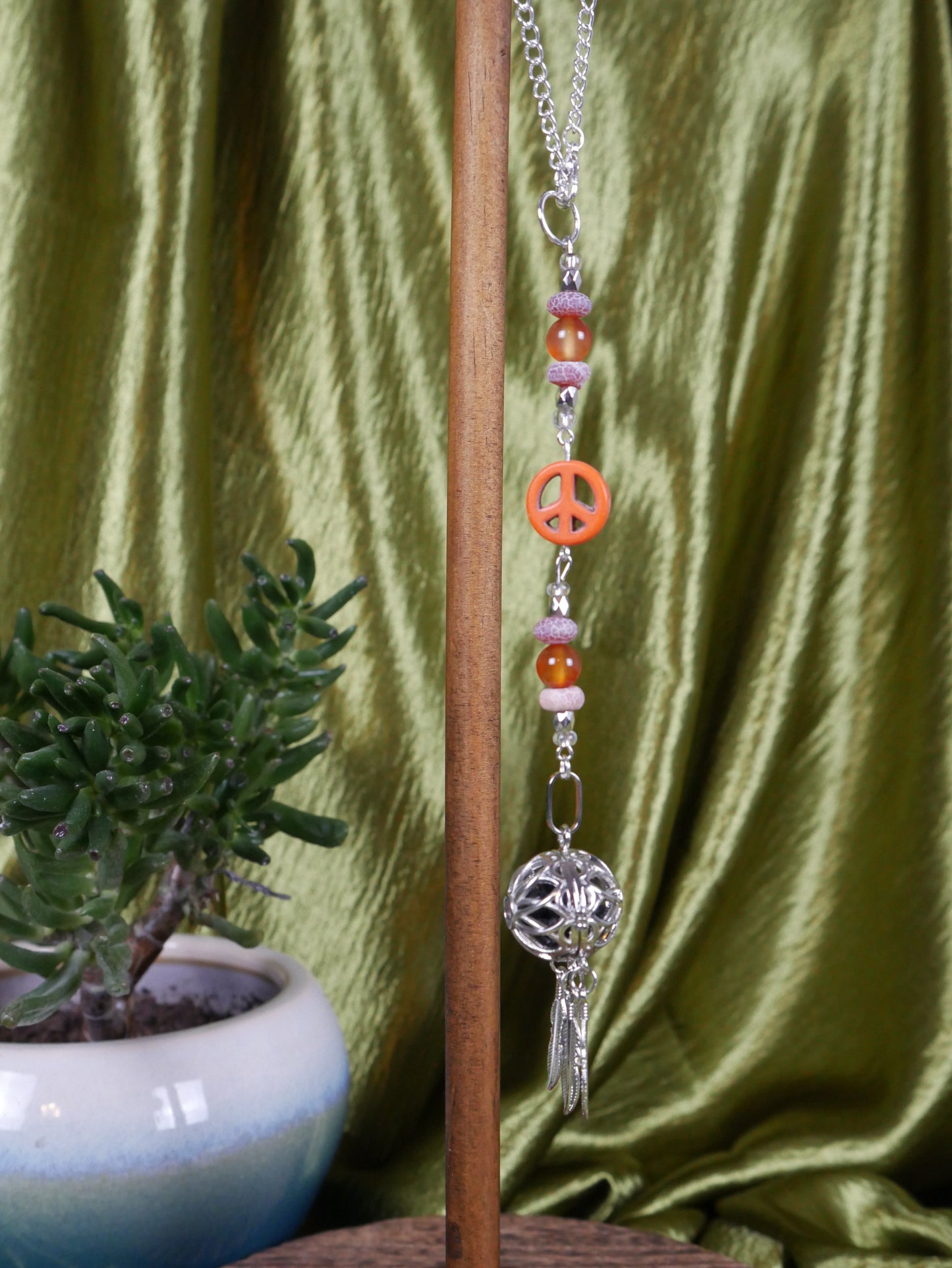 Orange Peace Sign Car Mirror Decor - Dream Catcher Collection