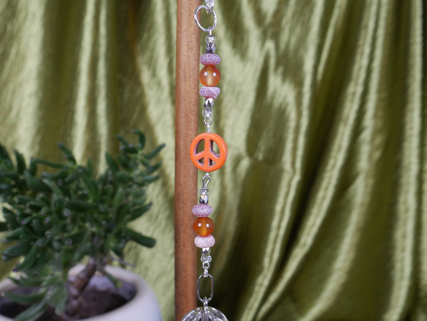 Orange Peace Sign Car Mirror Decor - Dream Catcher Collection