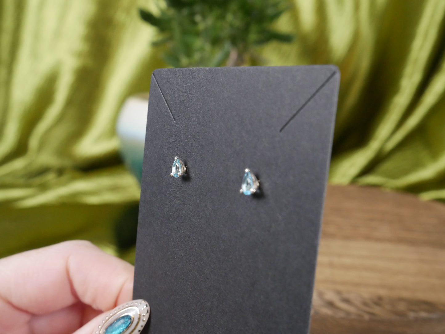 Kyanite Studs - Silver Prong