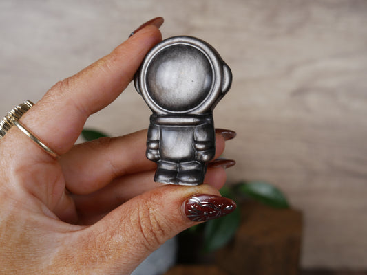 Silver Sheen Obsidian Astronaut