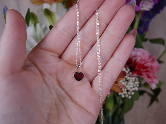 Garnet Heart Necklace
