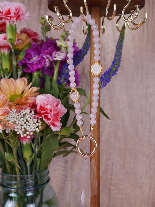 Rose Quartz Phone Chain with Flower