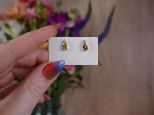 Yellow Tourmaline Studs