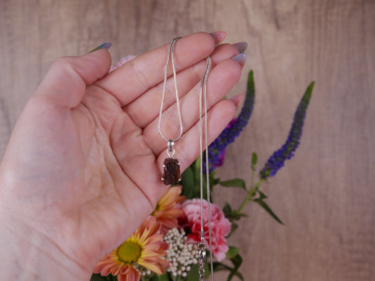 Raw Pink Tourmaline Pendant