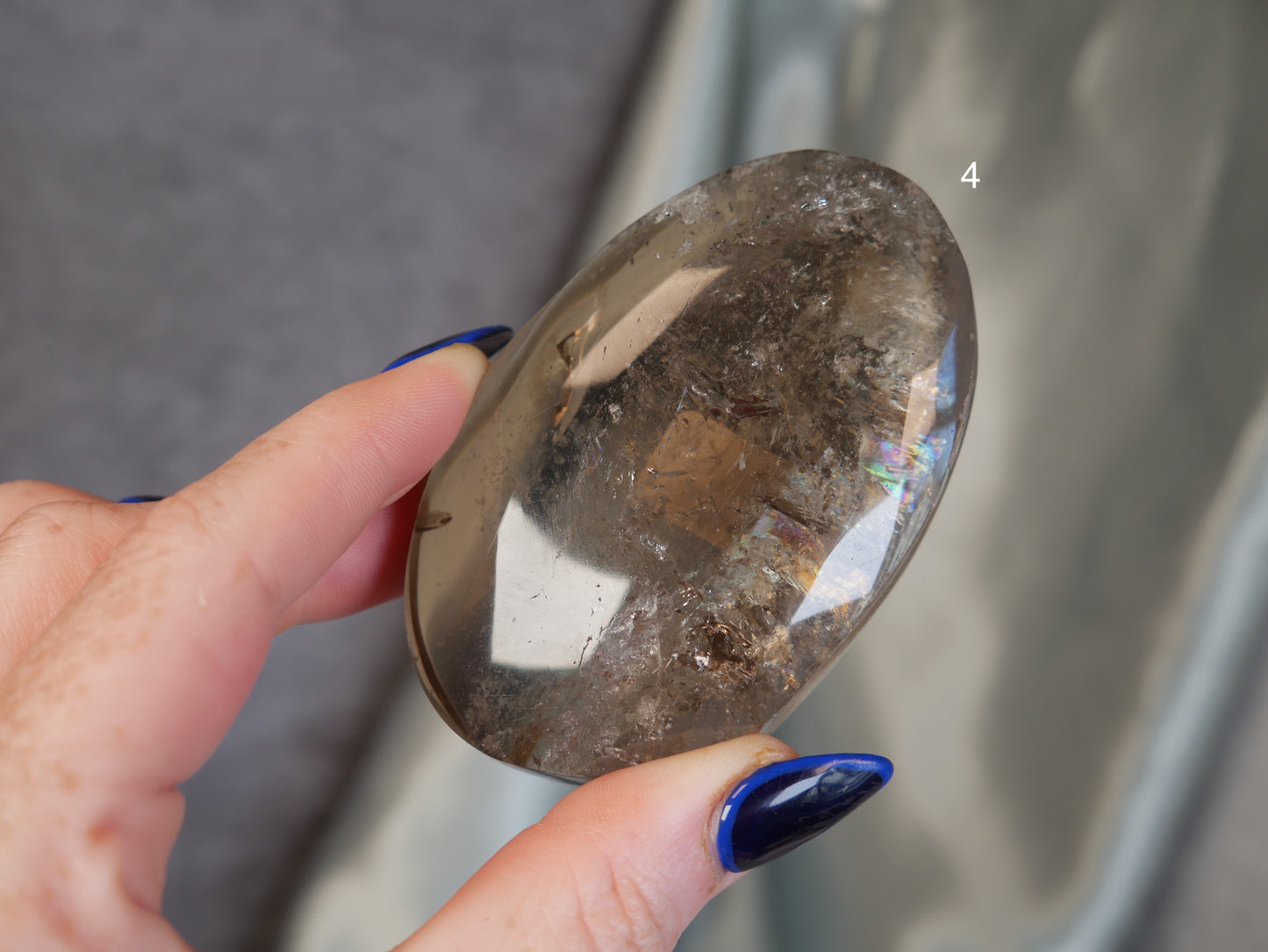 Smokey Lemurian Palm Stone [various]