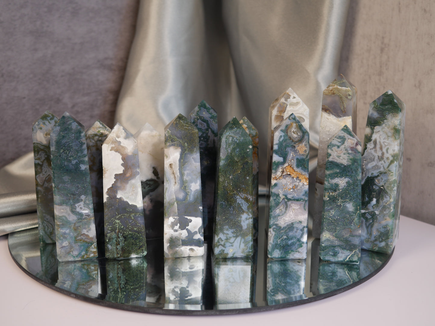 Moss Agate Obelisks [various; 1-19]