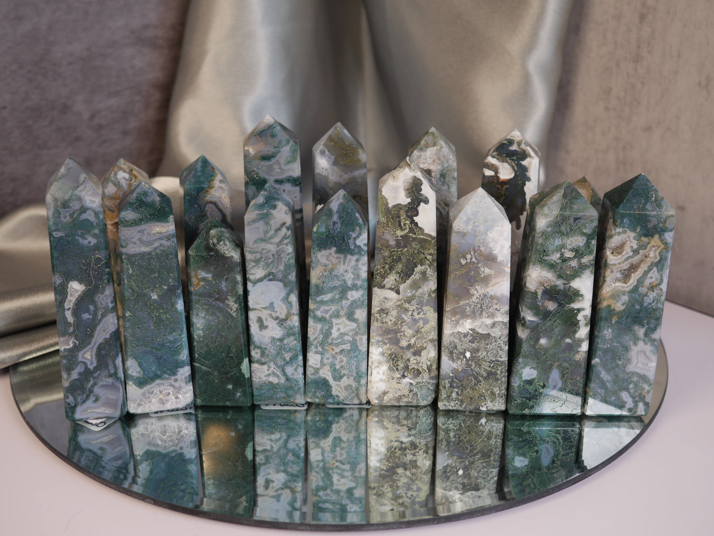 Moss Agate Obelisk [various; 20-37]