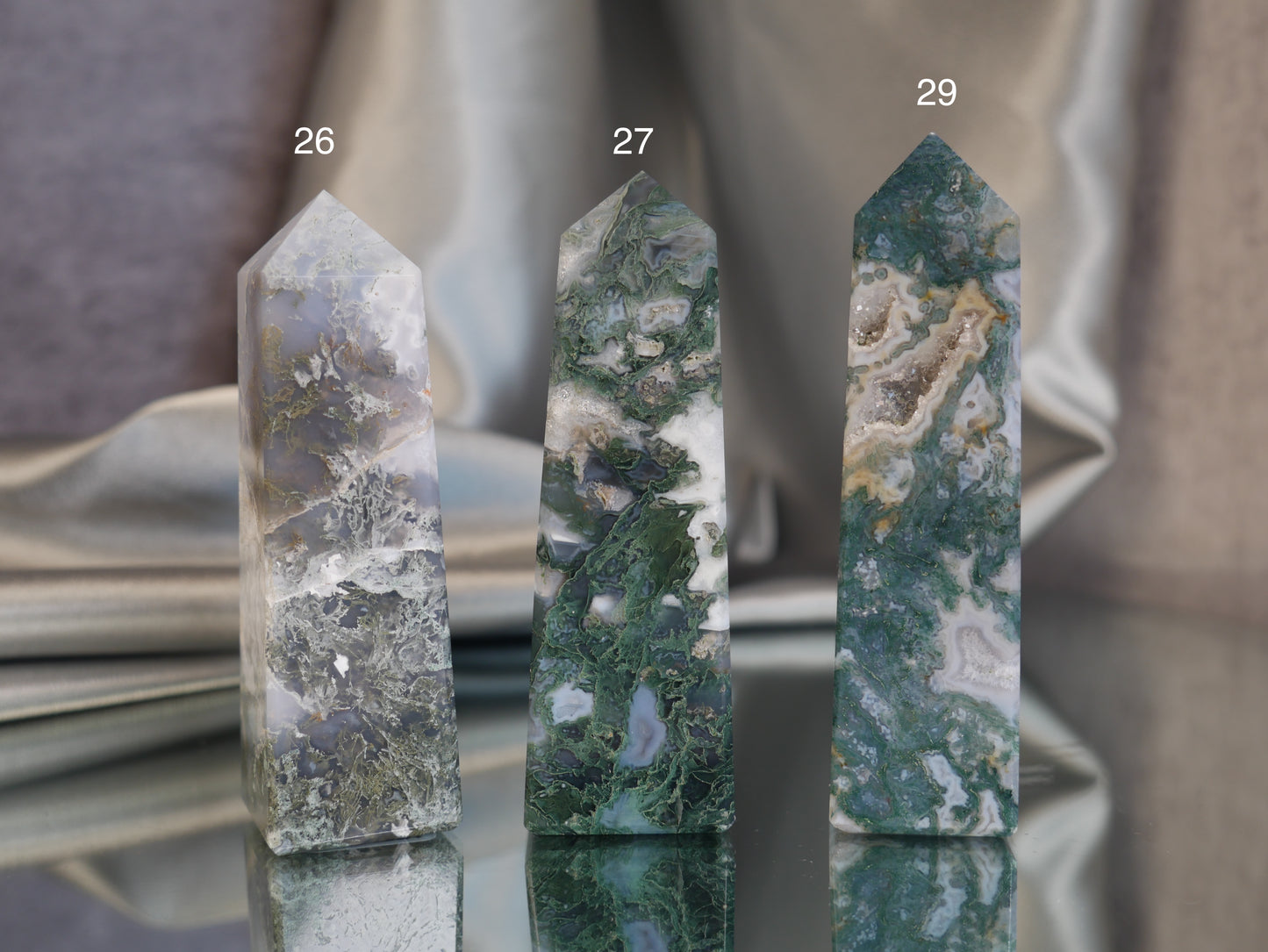 Moss Agate Obelisk [various; 20-37]