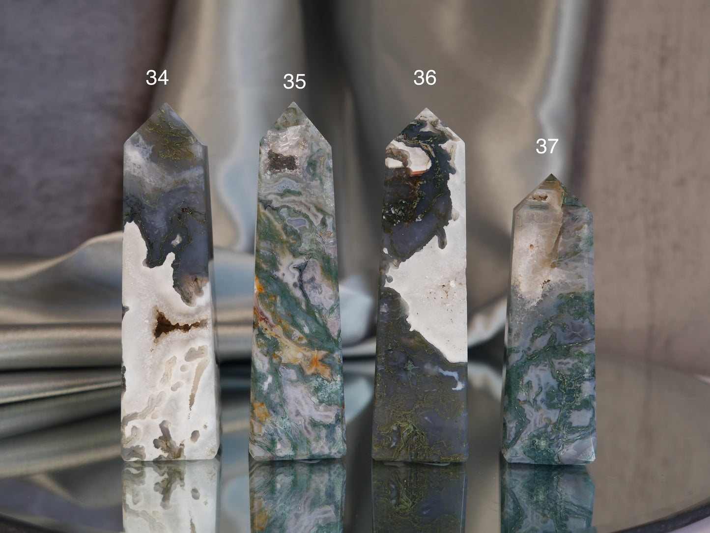 Moss Agate Obelisk [various; 20-37]