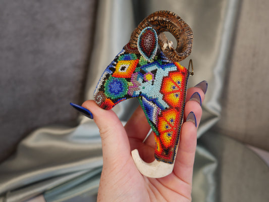 Big Horn Sheep Hanger - Huichol Bead Art