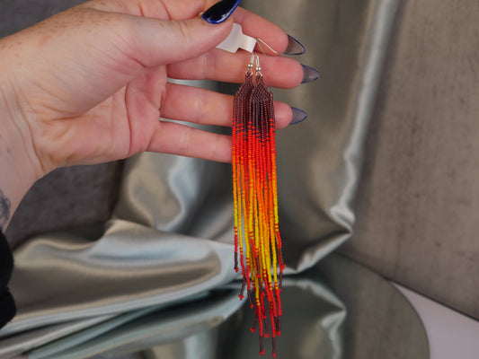 Sunset Earrings - Huichol Bead Art