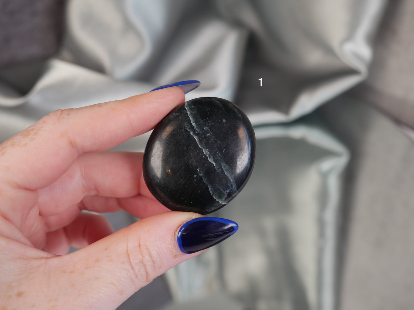 Green Kyanite & Hematite Palm Stone [various]